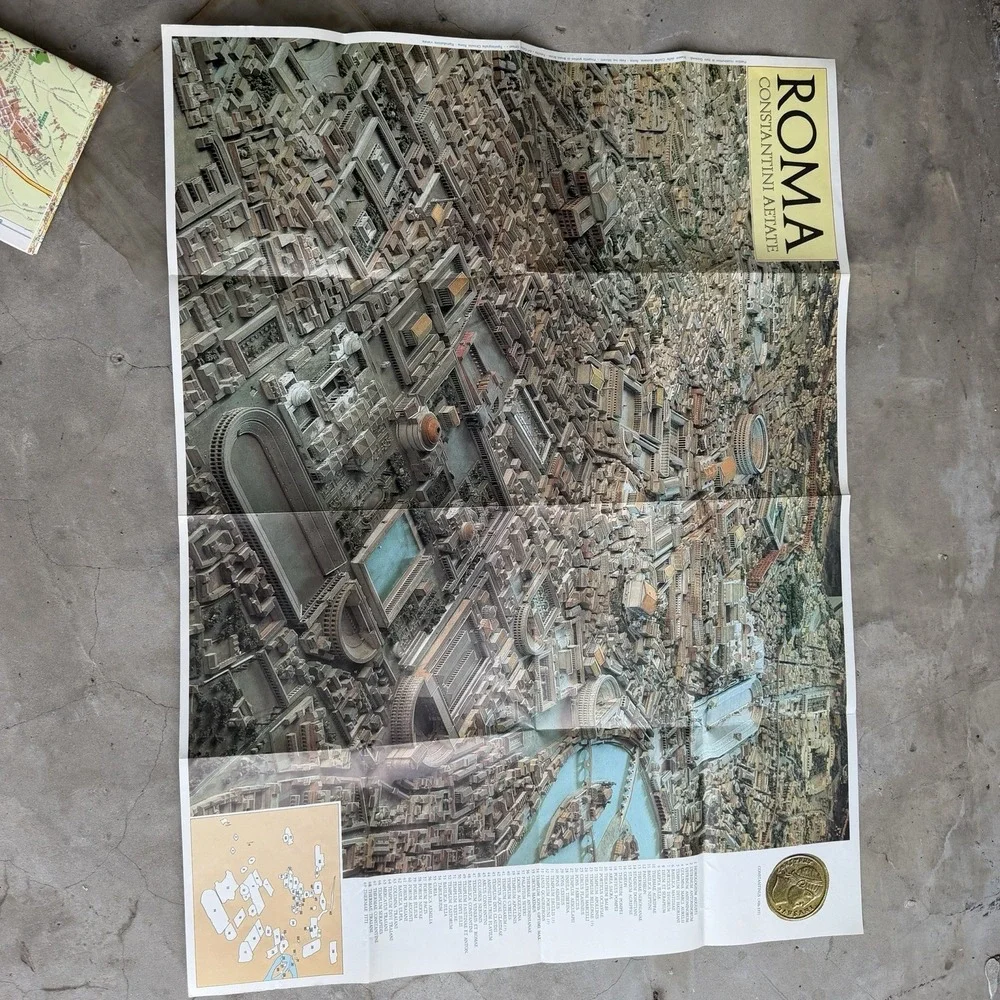 Vintage Lot of‎ Rome Italy Memorabilia Rome Guide Book Full Size Folding Map